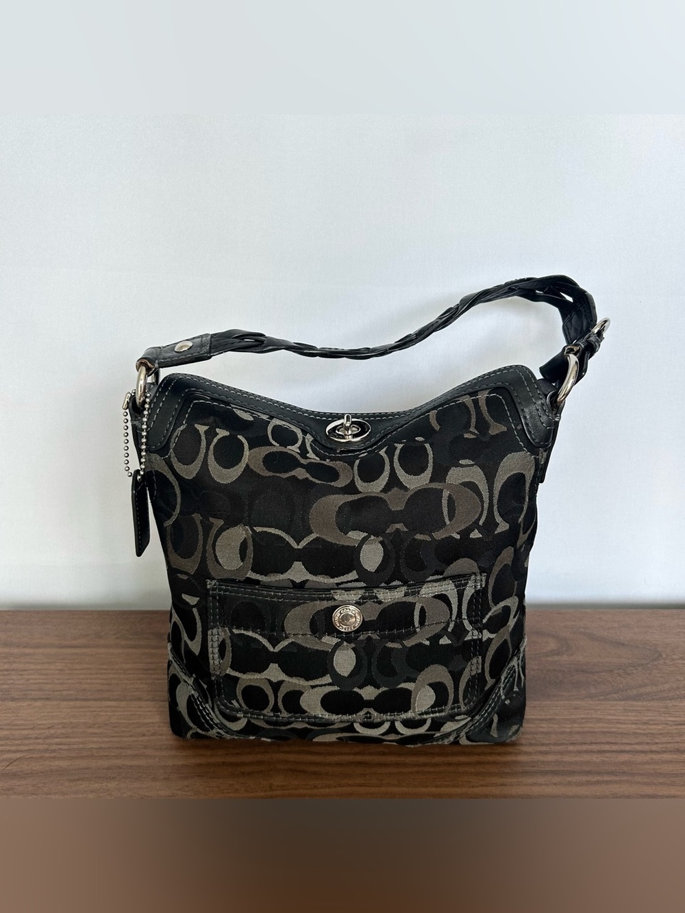 Vintage Y2K Coach Black Chelsea Optic Signature Large Hobo Bag
